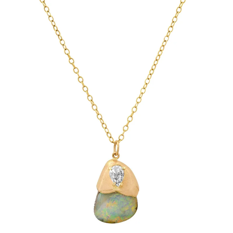 Ladies rings global brands-Melted Opal Necklace