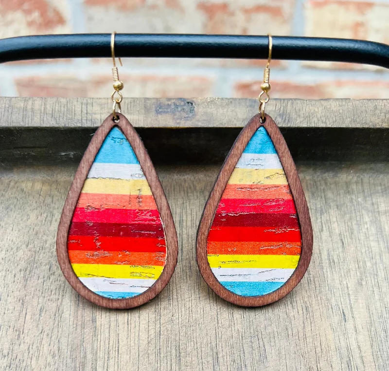 Ladies earrings chandelier looks-Bahama Mama Wooden Drop Earrings