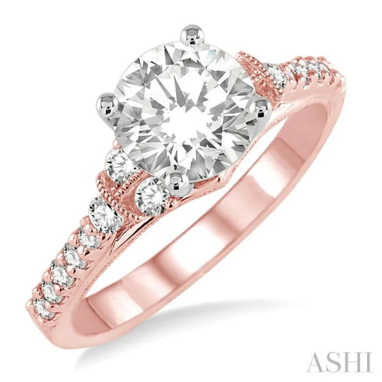 Ladies engagement rings lightweight picks-3/8 Ctw Diamond Semi-Mount Engagement Ring in 14K Rose and White Gold