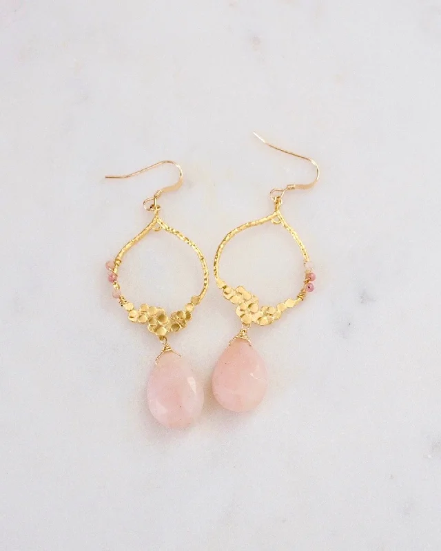 Ladies earrings social media picks-Pink Opal Chandelier Earrings