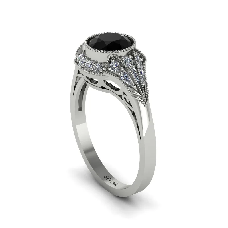 Ladies engagement rings custom designs-Diamond Vintage-Inspired Besel Engagement Ring - Makenzie No. 9