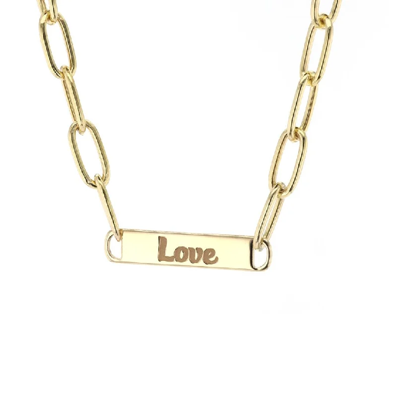 Ladies rings anniversary picks-Love Bar Paper Clip Necklace