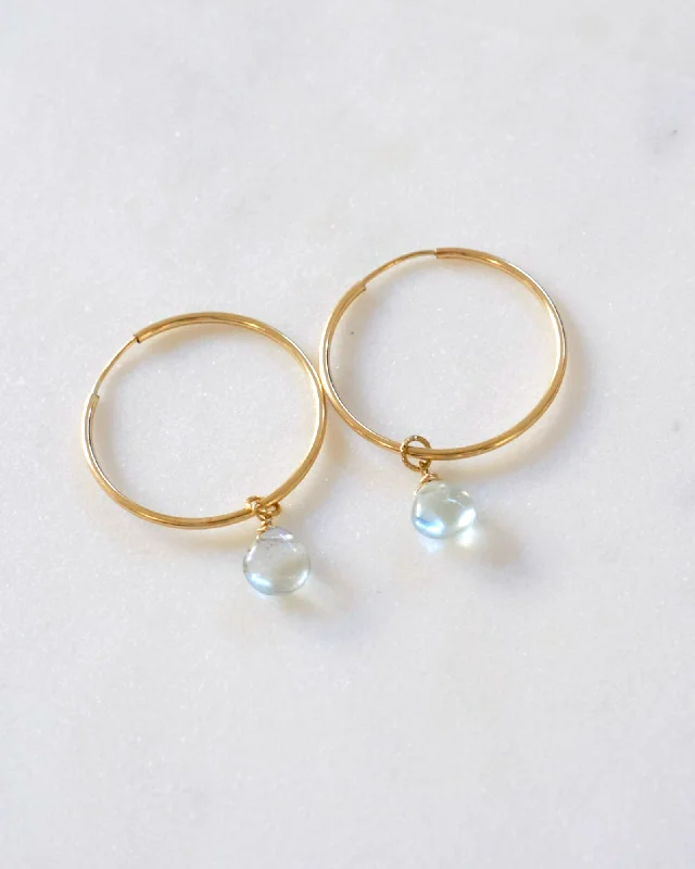 Ladies earrings proposal surprises-Aquamarine Hoop Earrings