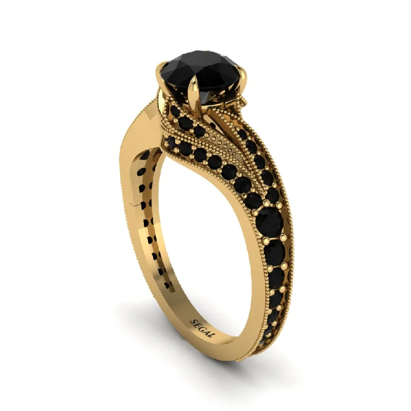 Ladies engagement rings budget options-Black Diamond 14K Gold Pave Engagement Ring - Magnolia No. 37