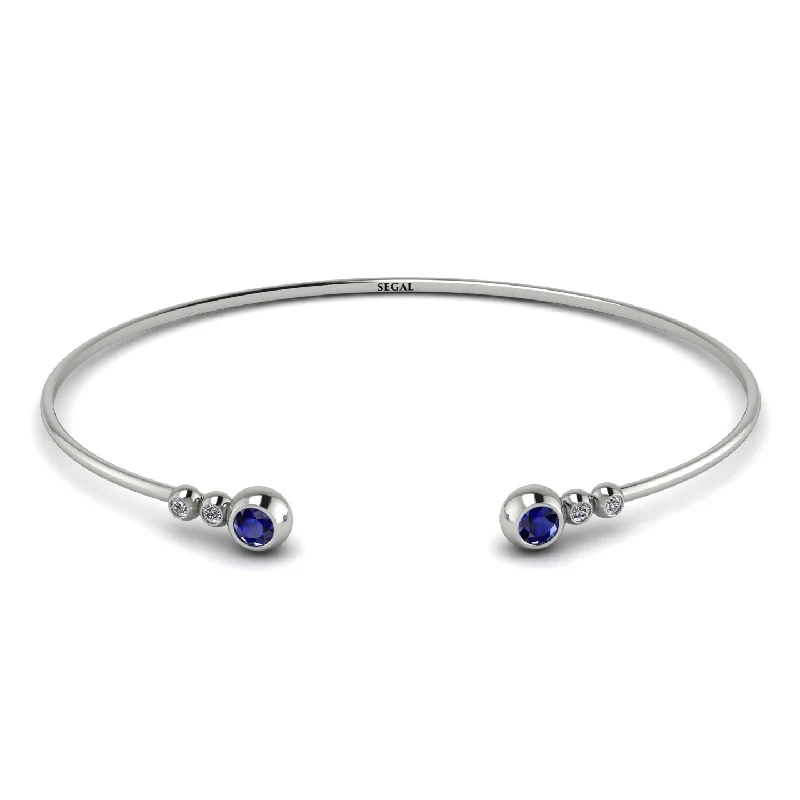 Ladies bracelets custom designs-Geometric Bezel Sapphire Bracelet - Josie No. 15