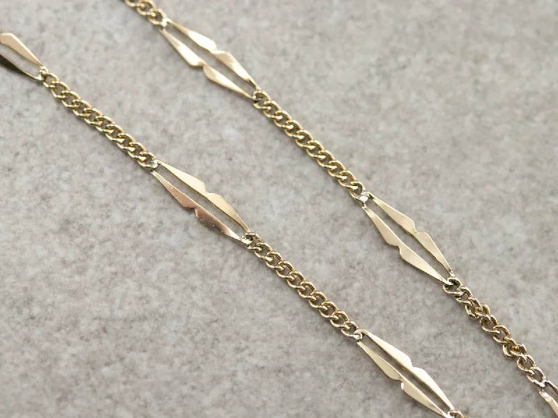 Ladies rings index finger-Long Gold Link Chain Necklace