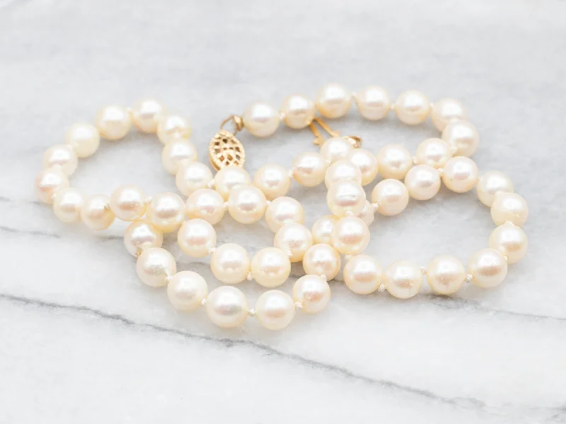 Ladies rings e-commerce finds-Vintage Gold Fill Saltwater Pearl Necklace