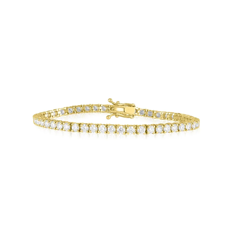 Ladies bracelets engagement gifts-Yellow Gold Diamond Tennis Bracelet