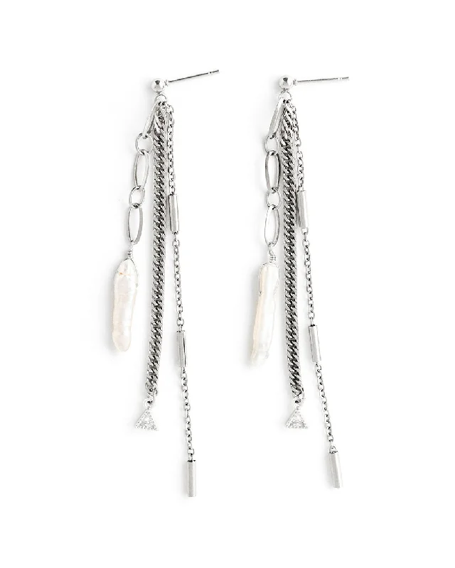 Ladies earrings viral trends-Trellis Silver Earrings