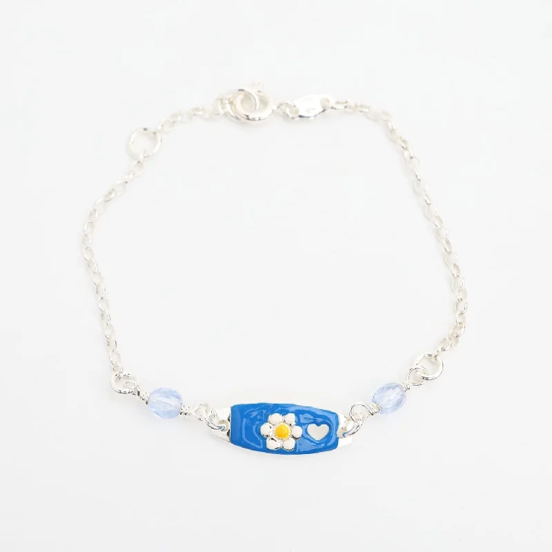 Ladies bracelets luxurious appeal-Blue Enamel Child's ID Bracelet