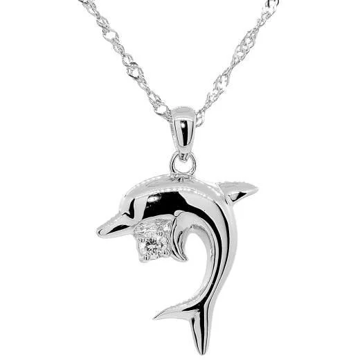 Ladies rings proposal gifts-Dolphin Dance Necklace