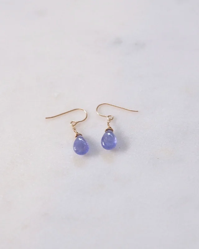 Ladies earrings Christmas styles-Tanzanite Simple Drop Earrings