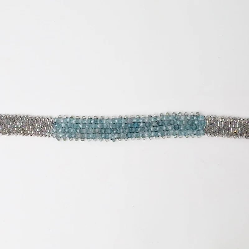 Ladies bracelets modern looks-Hand Woven Soft Bracelet of Blue Zircon