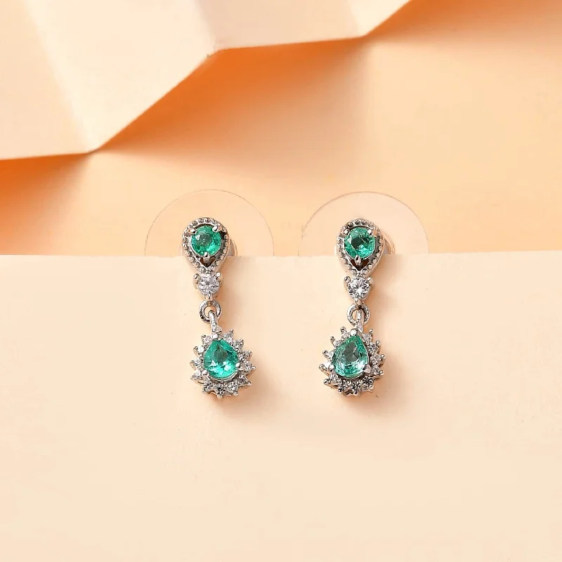 Ladies earrings delicate drops-Emerald Rain Drop Earrings