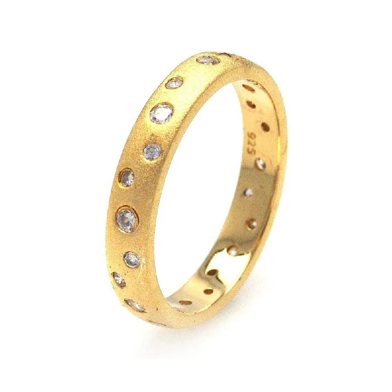 Ladies rings group styles-Silver 925 Gold Plated CZ Eternity Ring - STR00587