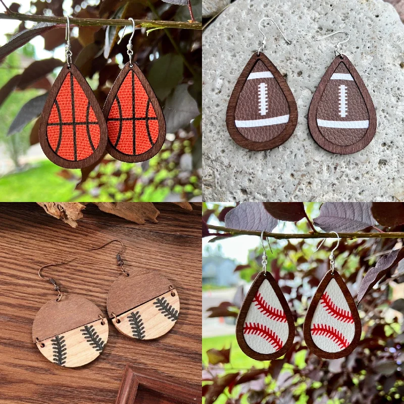 Ladies earrings Mother’s Day-Beautiful Wooden Sports Drop Earrings