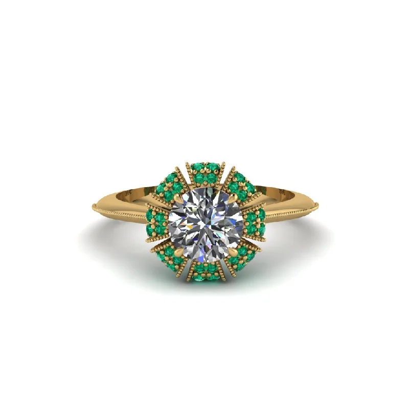 Ladies engagement rings limited editions-Emerald Crown Halo Engagement Ring - Annie No. 16