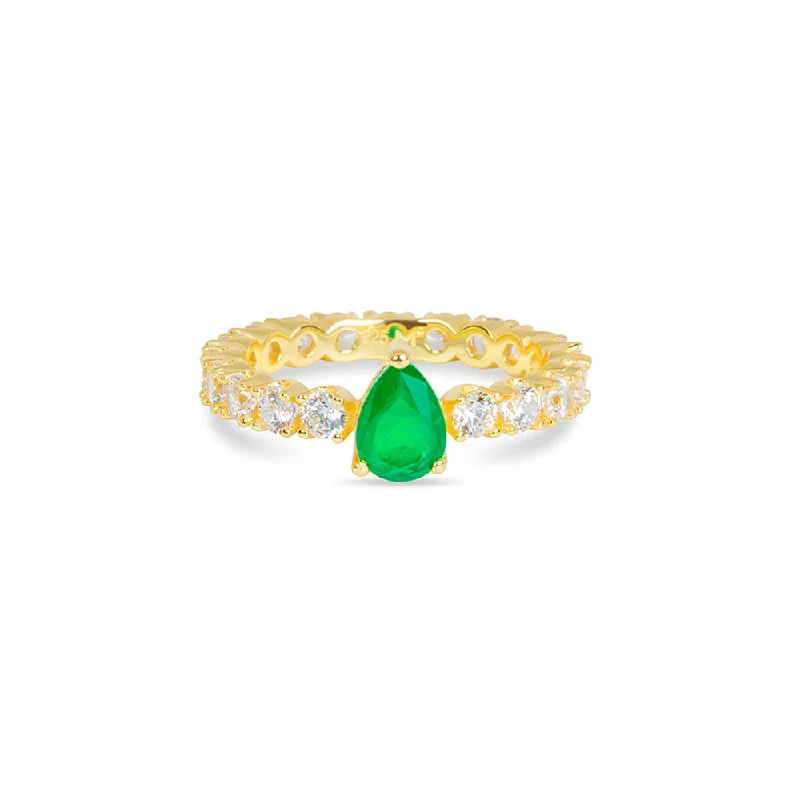 Ladies rings fashion trends-THE EMERALD PEAR ETERNITY BAND