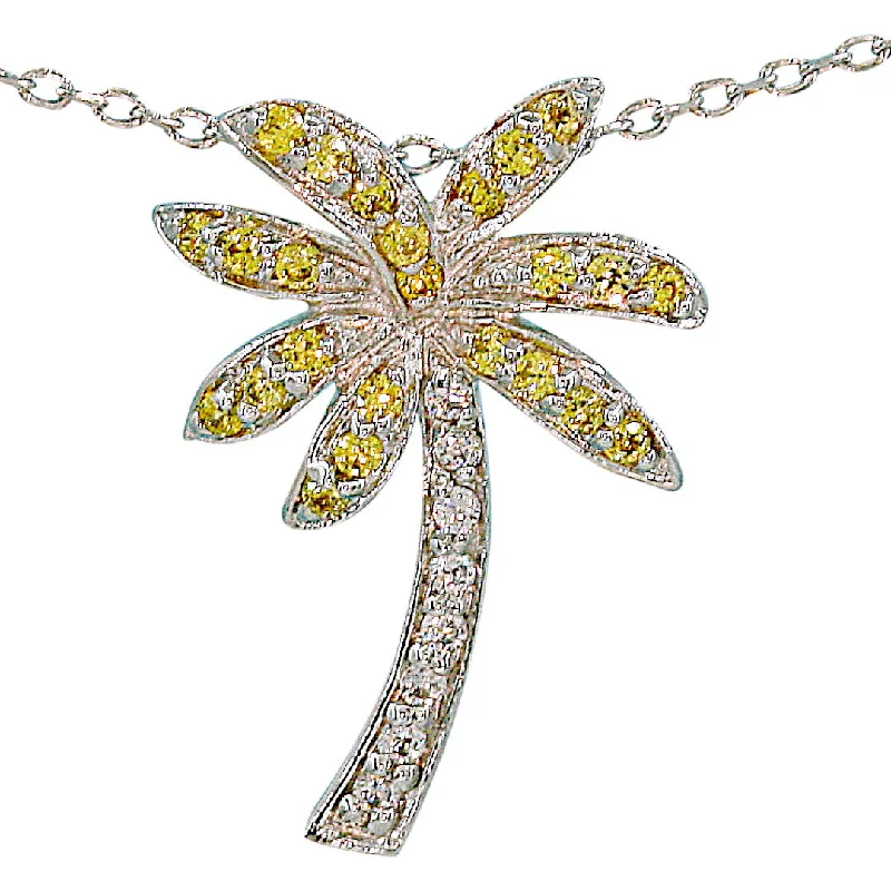 Ladies rings size options-Florida Canary Yellow Palm Tree Necklace