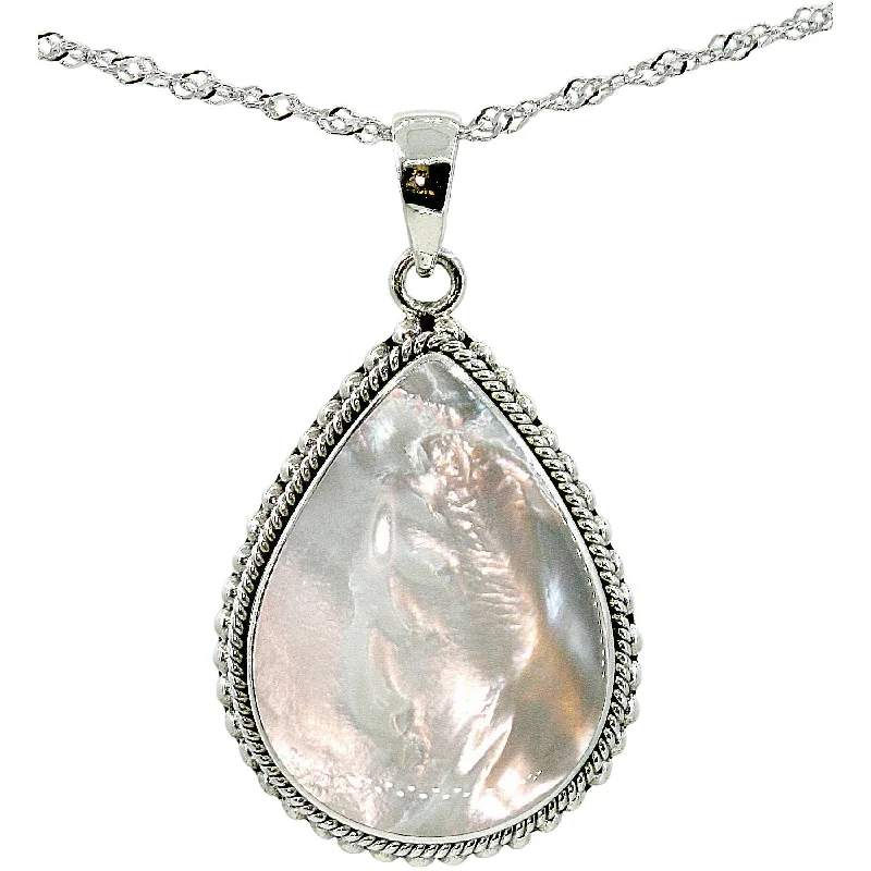 Ladies rings party wear-Beautiful Pear Shaped Mother of Pearl Necklace