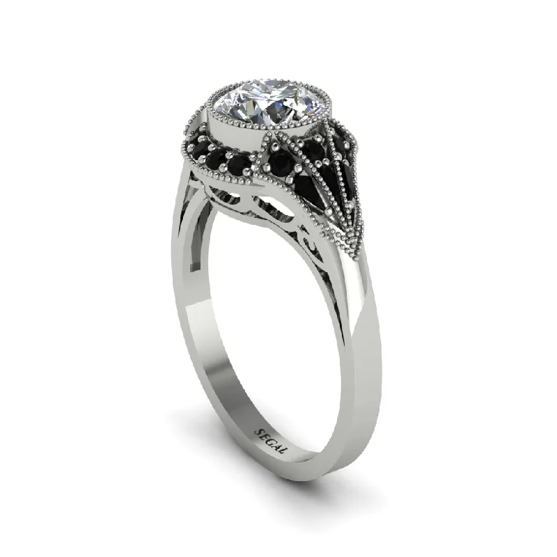 Ladies engagement rings price range-Black Diamond Vintage-Inspired Besel Engagement Ring - Makenzie No. 33