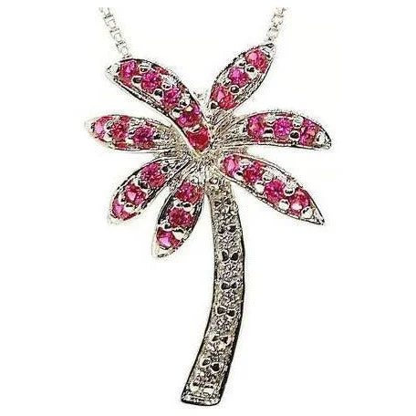 Ladies rings Christmas designs-Florida Ruby Red Palm Tree Necklace