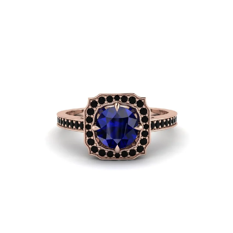 Ladies engagement rings fashion trends-Sapphire Cathedral Halo Engagement Ring - Luciana No. 44