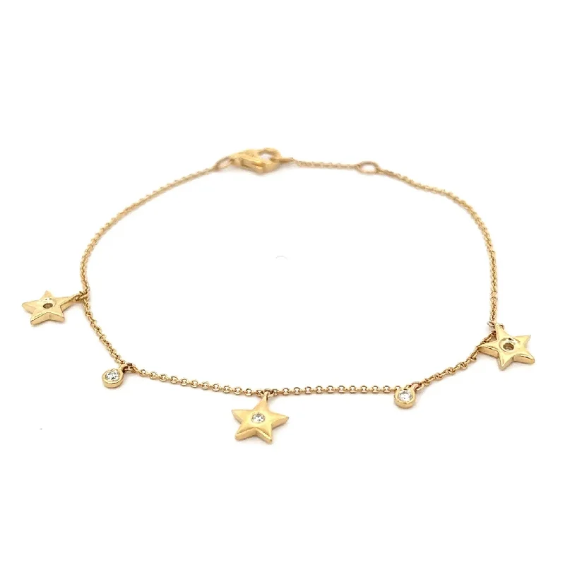 Ladies bracelets daily wear-Yellow Gold Diamond Star Bracelet