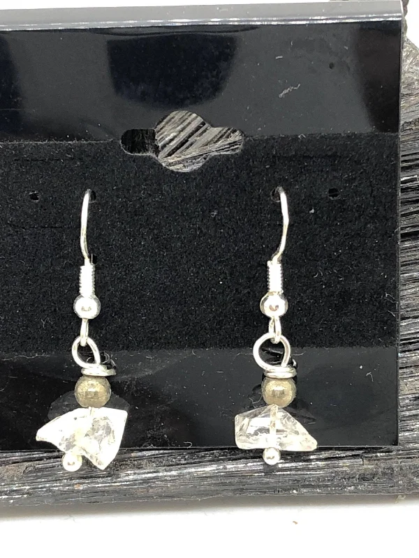 Ladies earrings wedding elegance-Herkimer Diamond Sterling Silver Hooks Drop Dangle Earrings