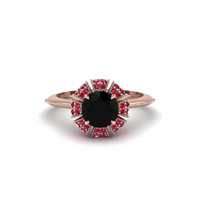 Ladies engagement rings elegant classics-Ruby Crown Halo Engagement Ring - Annie No. 53