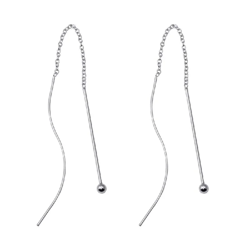 Ladies earrings price range-Silver 925 Rhodium Plated Dangling Hook Earrings - DSE00052