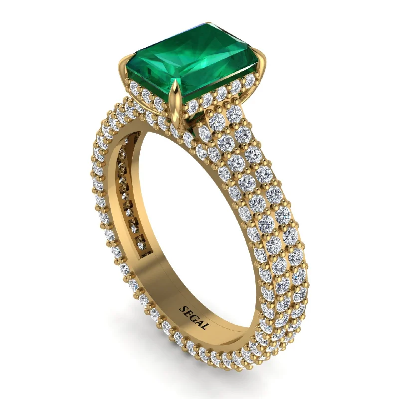 Ladies engagement rings small diamonds-Radiant Cut Emerald Pave Engagement Ring - Kenzie No. 4