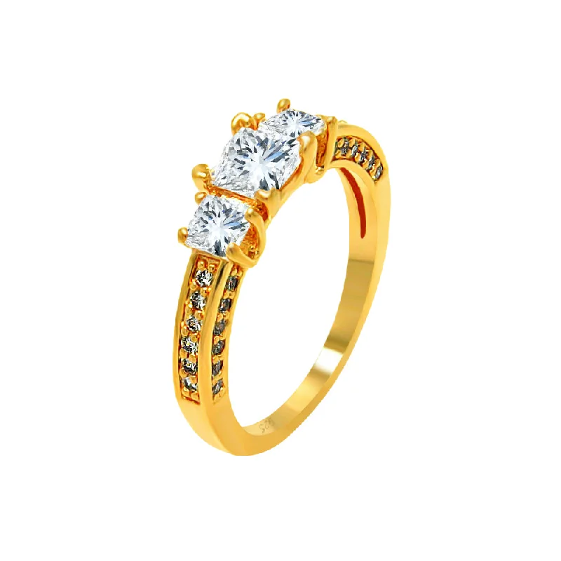 Ladies rings customer reviews-Silver 925 Rose Gold Plated Clear CZ Past Present Future Ring - BGR00607