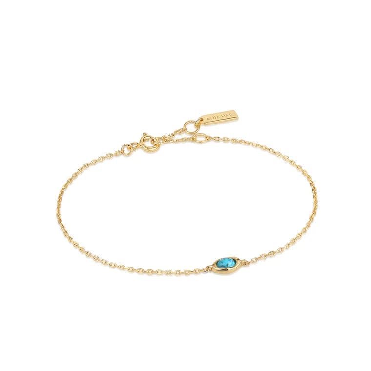 Ladies bracelets bangle trends-Gold Turquoise Wave Bracelet