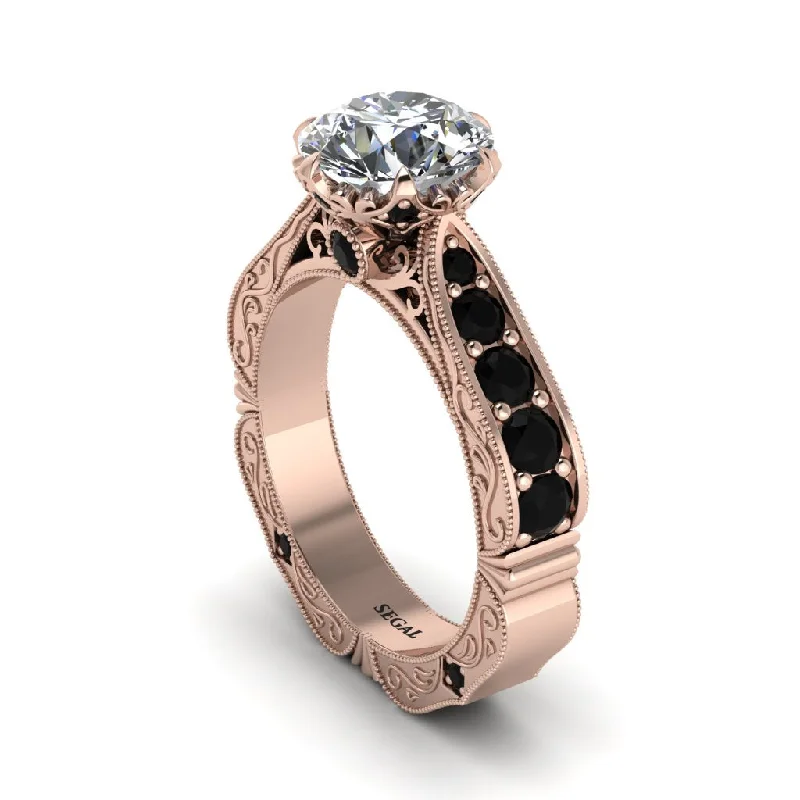 Ladies engagement rings romantic gifts-Diamond Victorian Scroll Engagement Ring - Kehlani No. 32