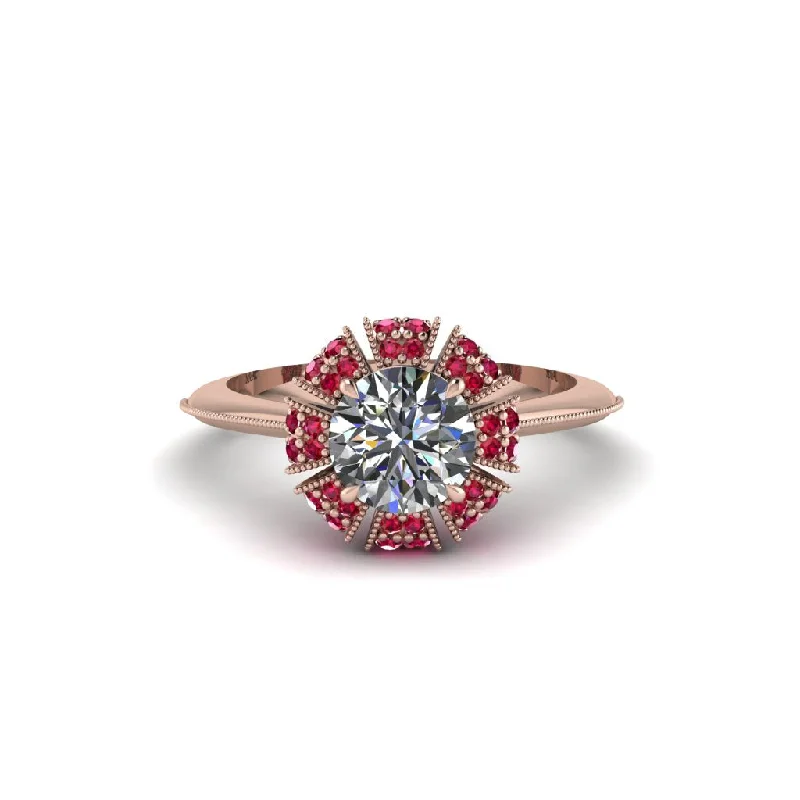 Ladies engagement rings large stones-Ruby Crown Halo Engagement Ring - Annie No. 47