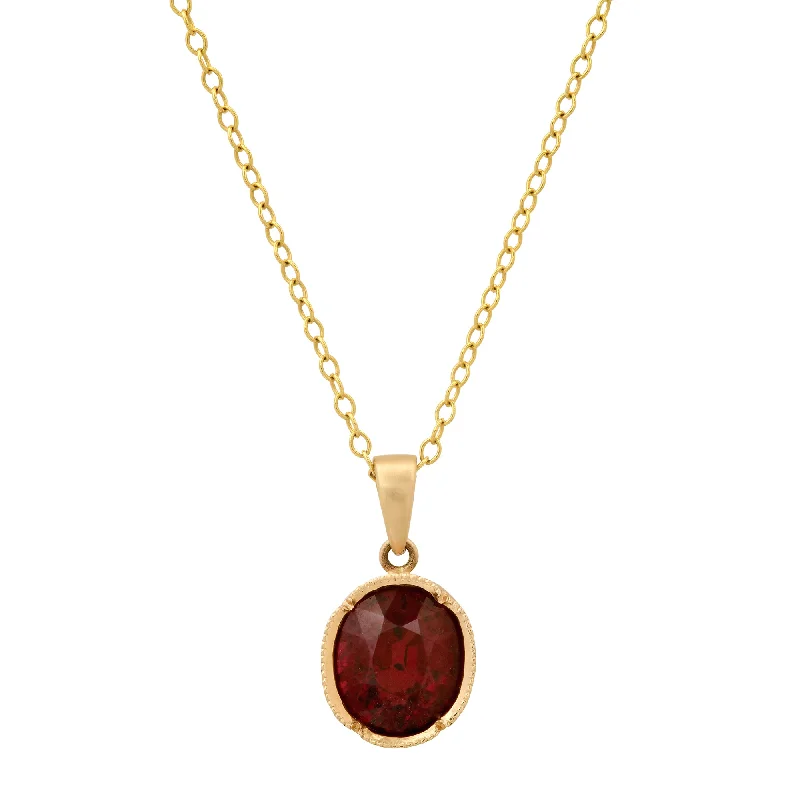 Ladies rings luxurious designs-Garnet Drop Necklace