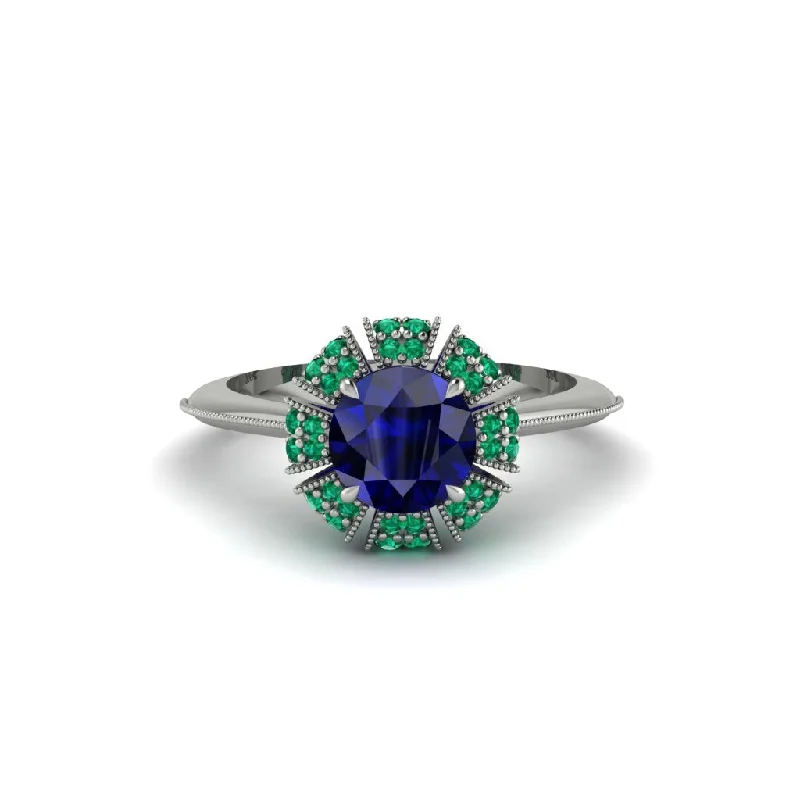 Ladies engagement rings 2025 trends-Emerald Crown Halo Engagement Ring - Annie No. 30