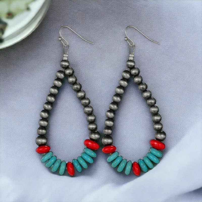 Ladies earrings creative pieces-Southwestern Style Beaded Drop Earrings