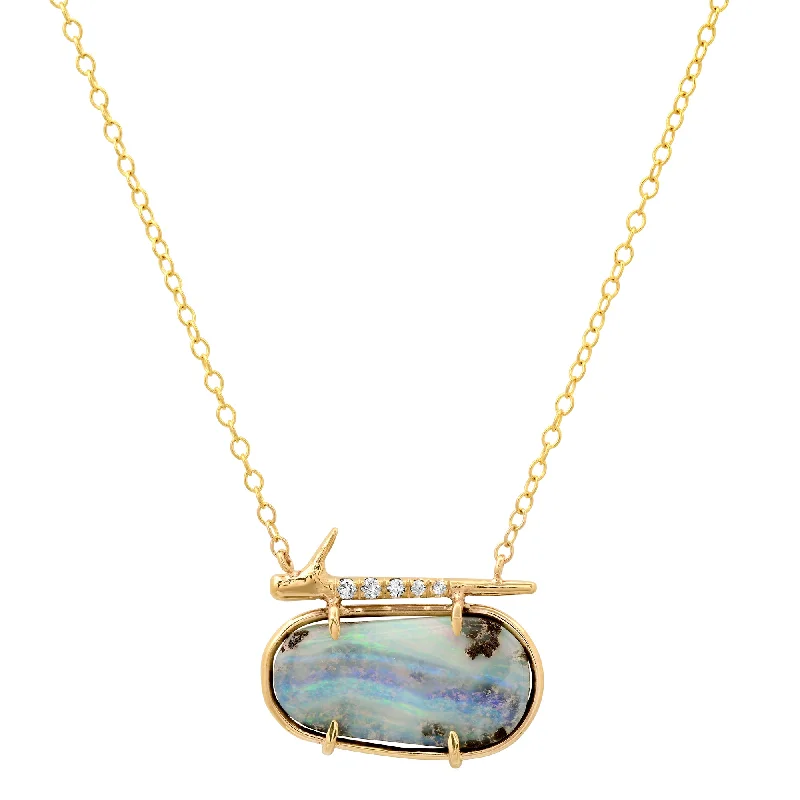 Ladies rings punk edge-Wave Opal Thorn Necklace