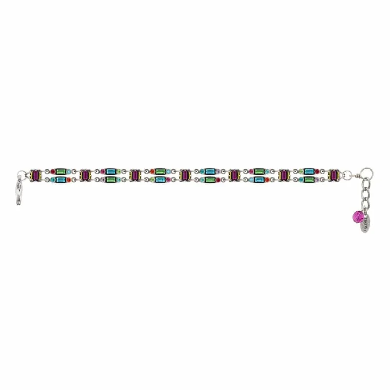 Ladies bracelets unique finds-Architectural Petite Double Line Bracelet - Multicolor