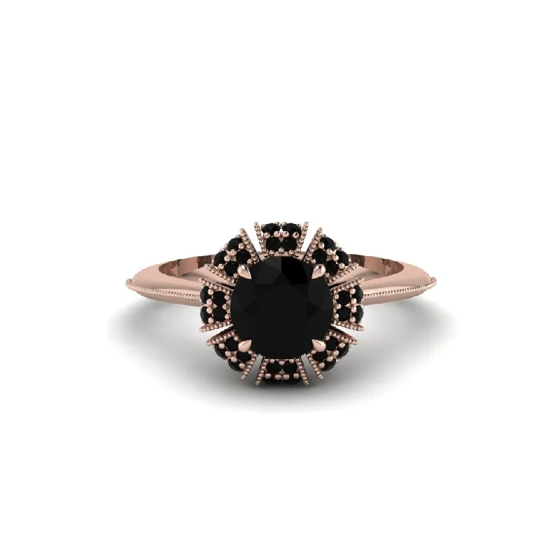 Ladies engagement rings discount offers-Black Diamond Crown Halo Engagement Ring - Annie No. 38