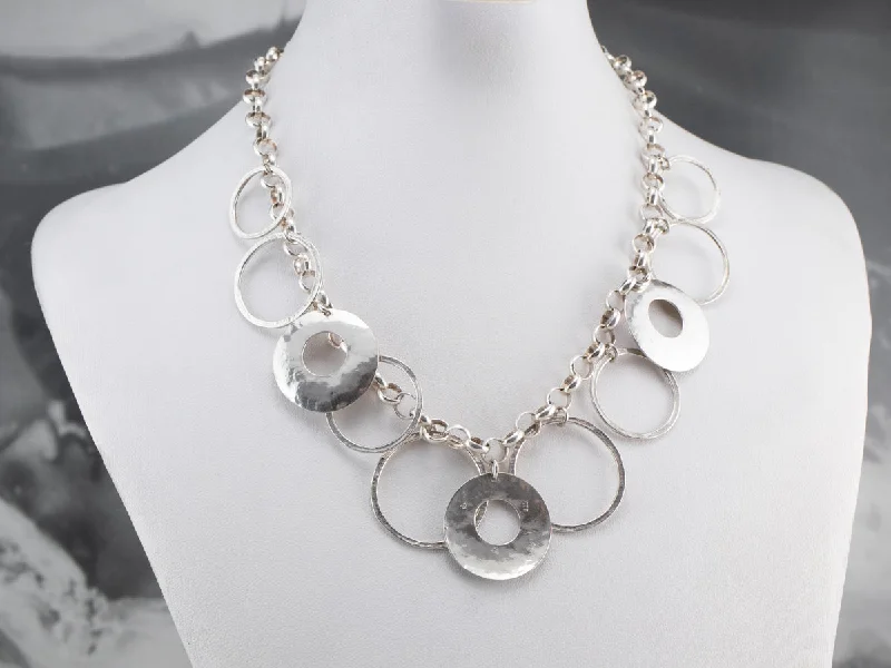 Ladies rings online shopping-Sterling Silver Hammered Link Necklace