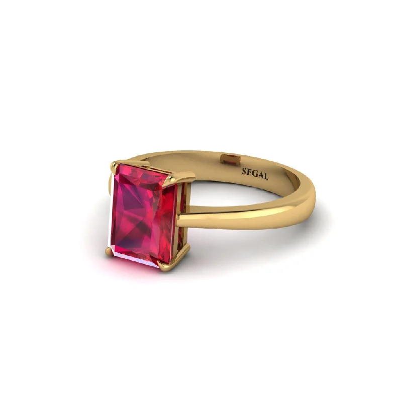 Ladies engagement rings natural gems-Emerald Cut Ruby 14K Gold Engagement Ring - Heidi No. 10