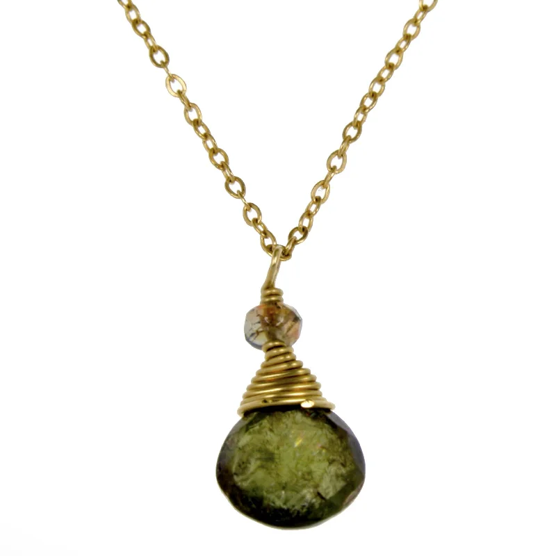 Ladies rings gold-plated-Labradorite One Drop Necklace