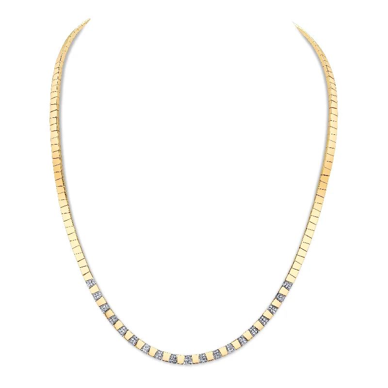 Ladies rings luxurious designs-Alternating Gold and Diamond Collar Necklace