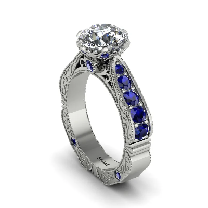 Ladies engagement rings lab-grown diamonds-Diamond Victorian Scroll Engagement Ring - Kehlani No. 63