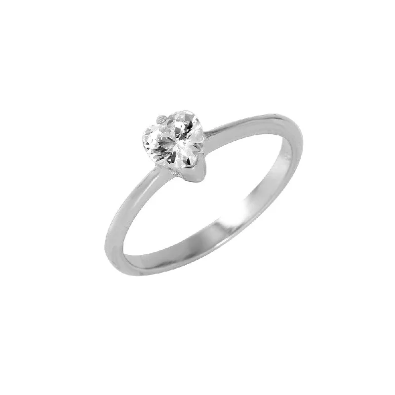 Ladies rings limited editions-Silver 925 Rhodium Plated Plain CZ Ring - BGR00959