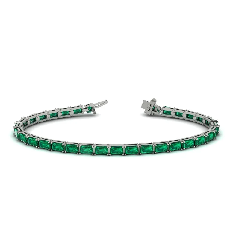 Ladies bracelets affordable picks-Emerald Cut Emerald Tennis Bracelet - Rachel No. 6