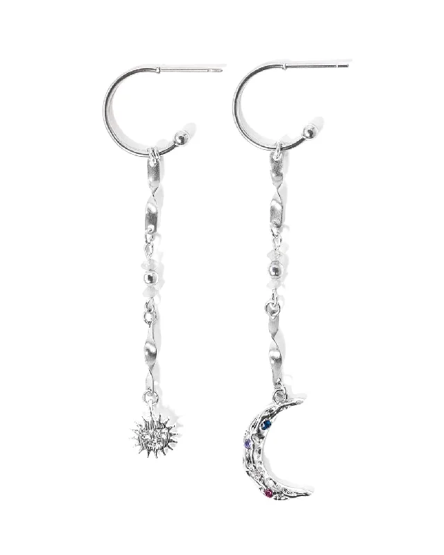 Ladies earrings handmade crafts-Minuit Silver Earrings